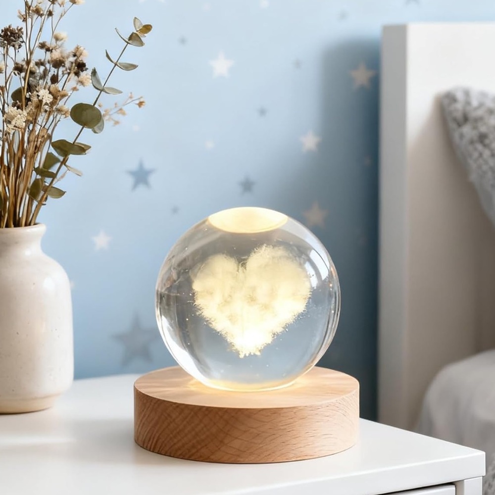 🆕New 3D Love Could Crystal Ball with Wooden Base - Picture 8 of 12